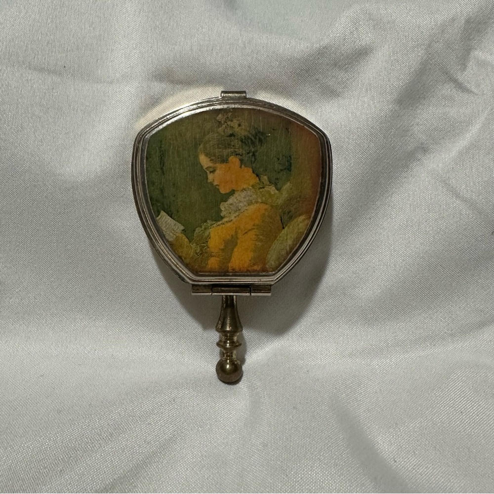 Vintage Compact Painted Portrait Portable Ashtray